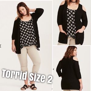 Ribbed Cold Shoulder Cardigan